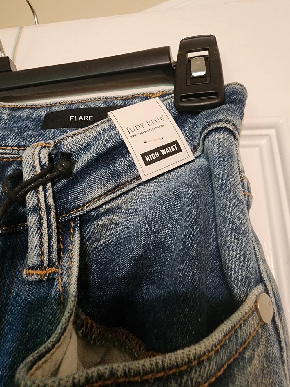 Judy Blue Blue Denim Flare Jeans with American Flag Side Panels - Picture 3 of 8